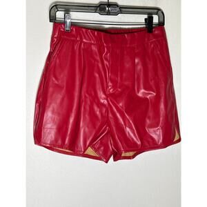 NWT Luvamia Red Faux Leather Short Shorts Sz M